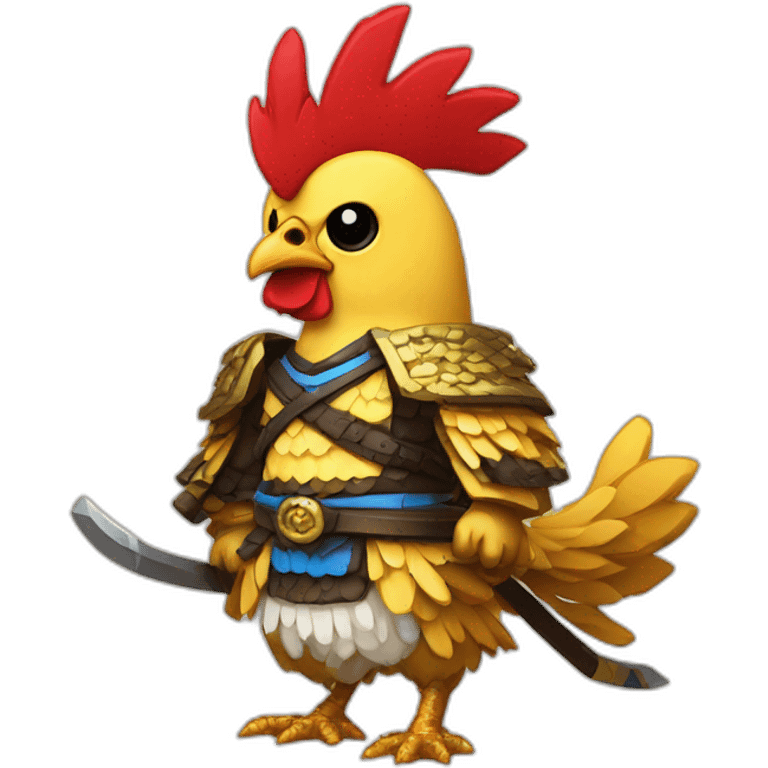 pixel-art chicken samurai emoji