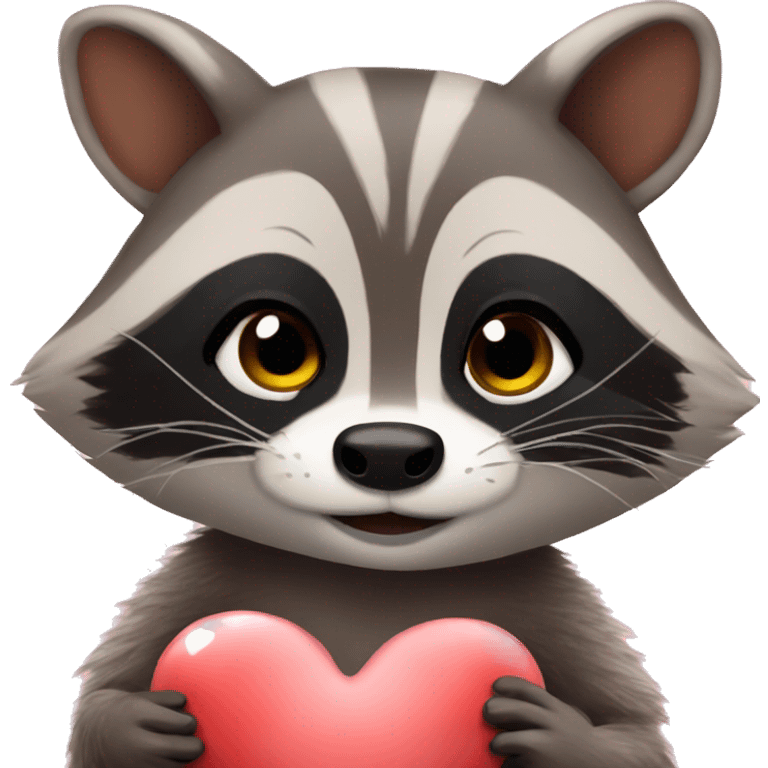 Raccoon kisses heart emoji