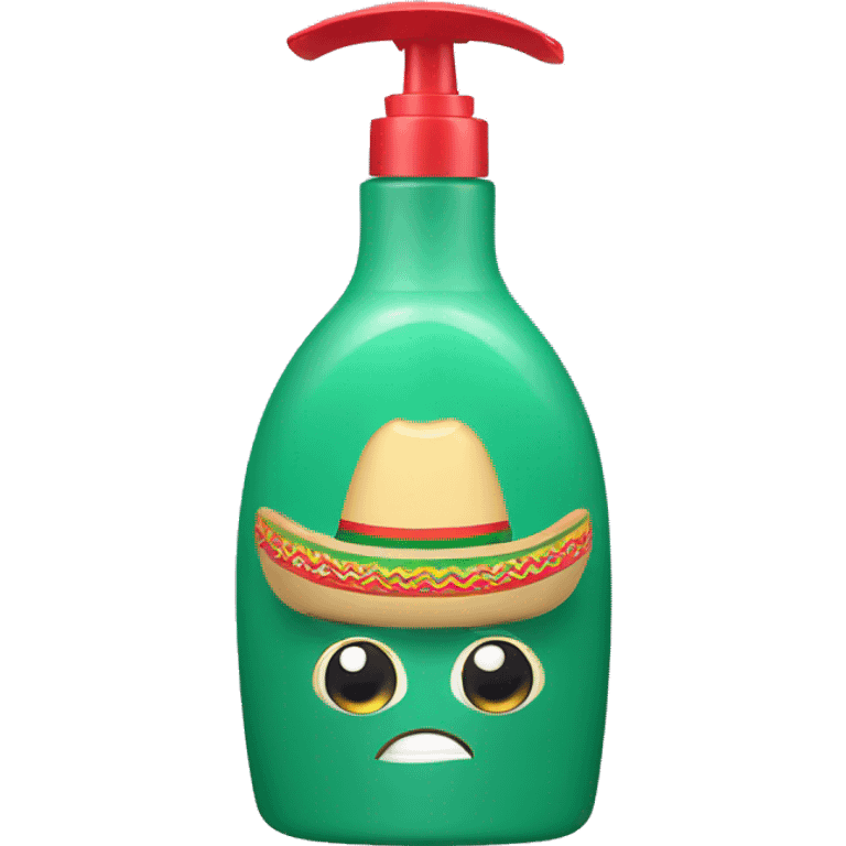 Shampoo bottle with a Mexican sombrero emoji