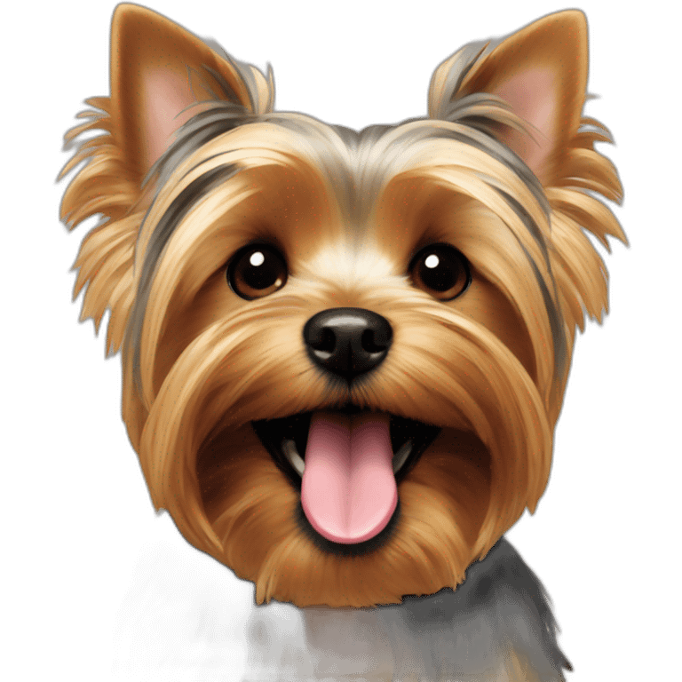 yorkie dog smiling with tongue out emoji