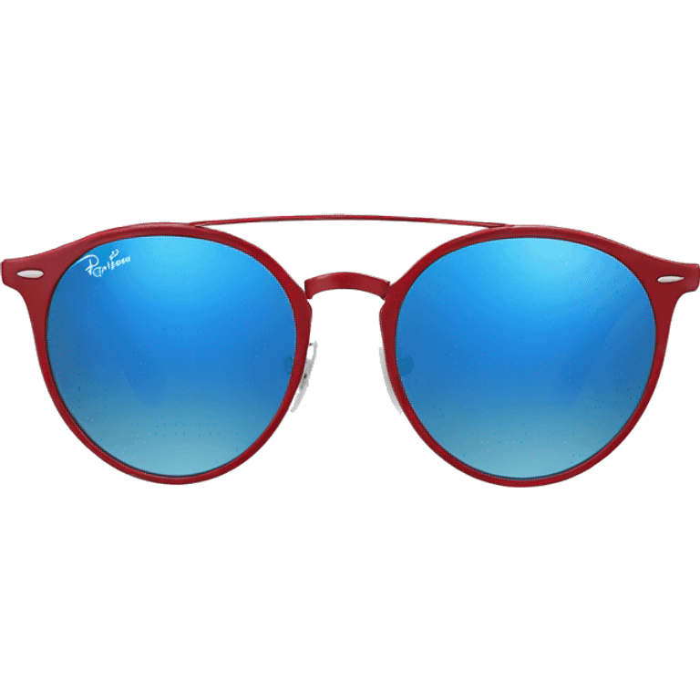 dark red  ray ban round metal sunglasses  with blue frame front view  emoji