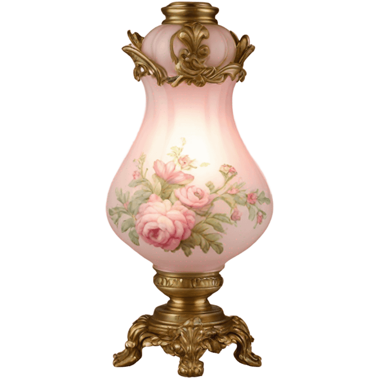 highly detailed vintage rococo light pink dainty floral lamp emoji