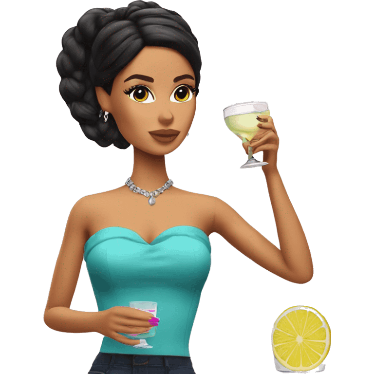 Latina Barbie drinking tequila  emoji