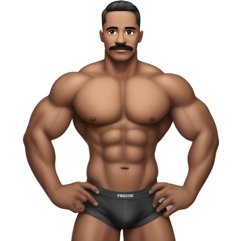 gay bodybuilder with mustache in jock underwear realistic emoji