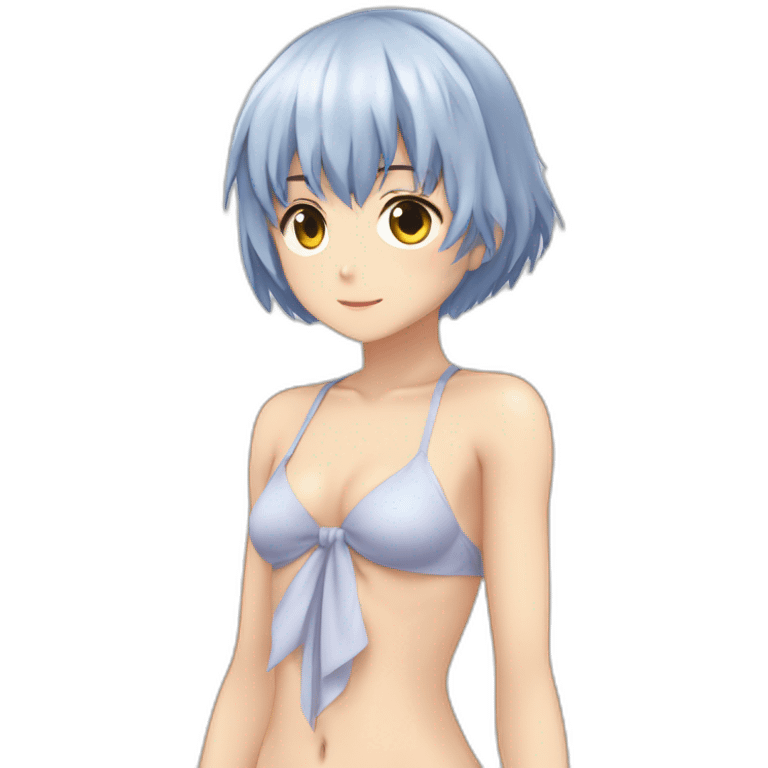 rei ayanami nue, full-body, short-hair, teen, enfant, bikini emoji