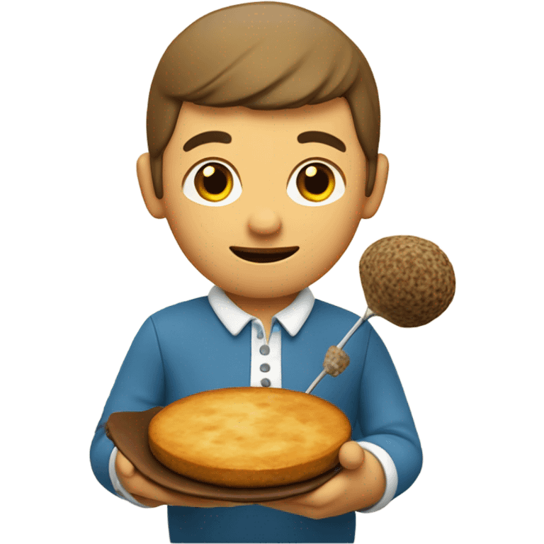 Golfer holding pancake and haggis  emoji