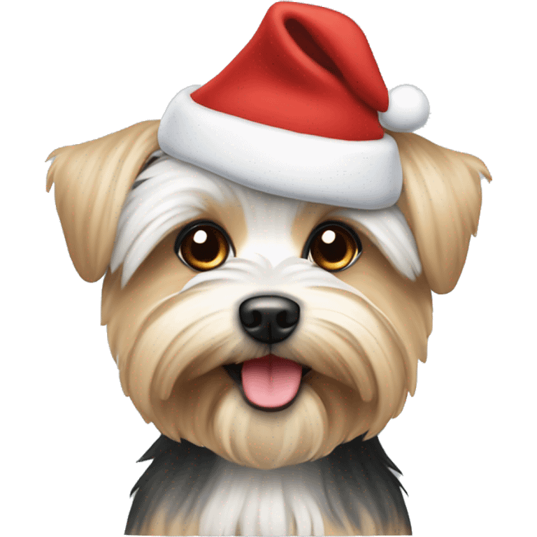 Morkie wearing a Santa hat  emoji