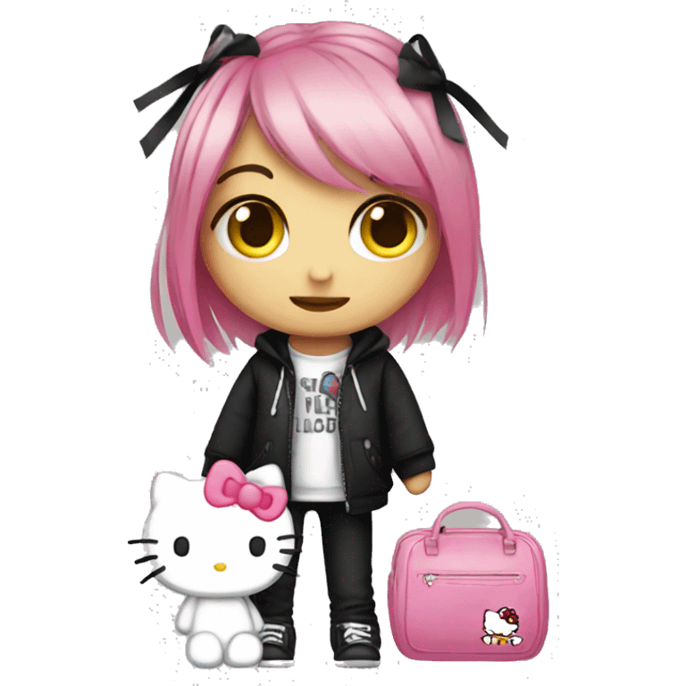 Emo girl with a hello kitty emoji