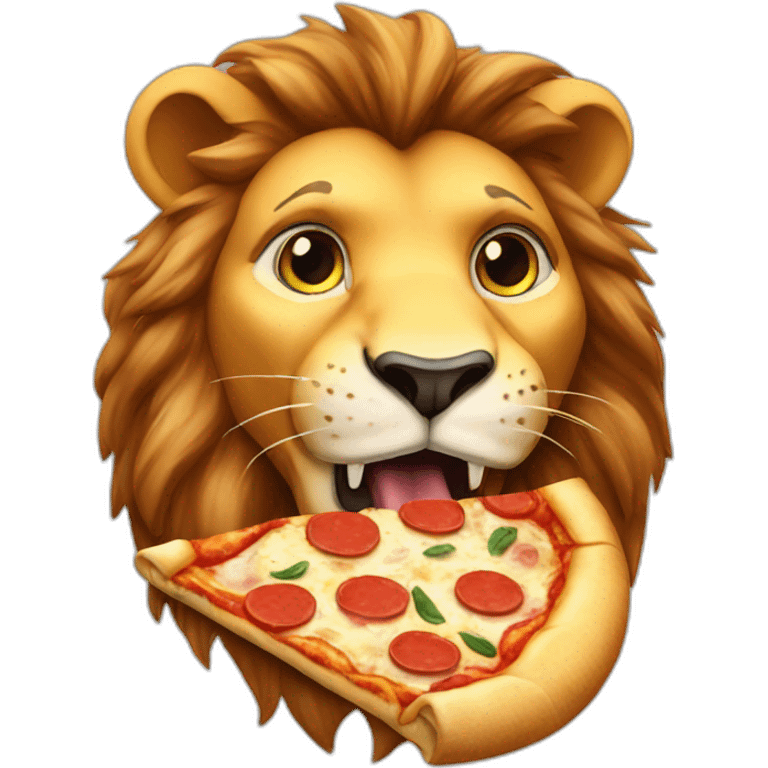 Lion eating pizza emoji