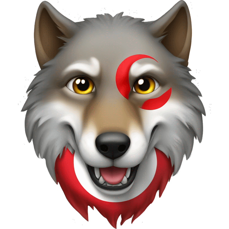 Wolf with Turkish flag on it emoji