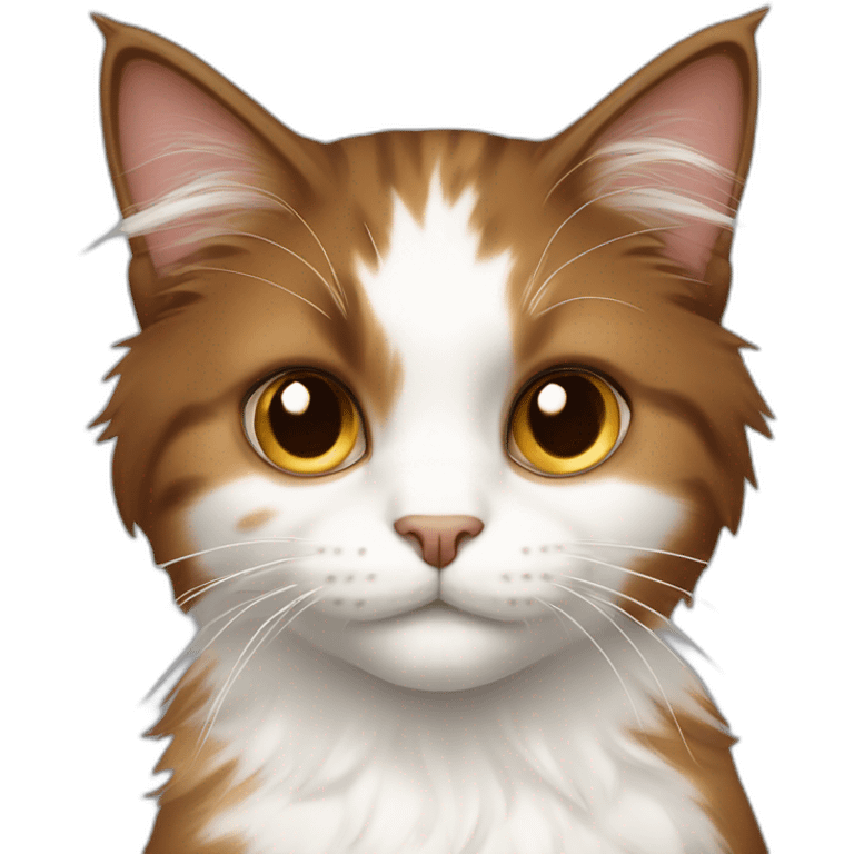 Long-haired, brown and white calico cat  emoji