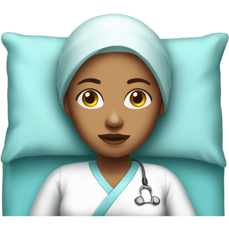 Realistic women in hospital bed emoji