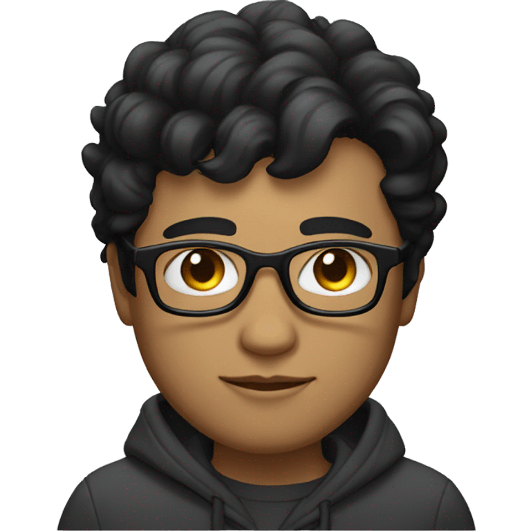 a young man with a fatter face, fair skin, straight black hair and glasses emoji