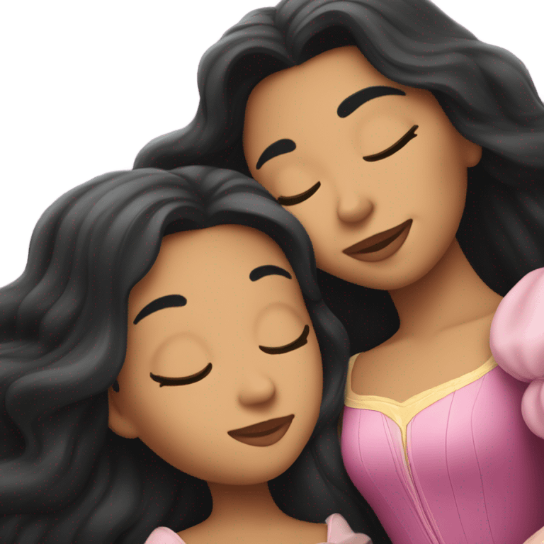 Sleeping beauty with daughter with black hair emoji