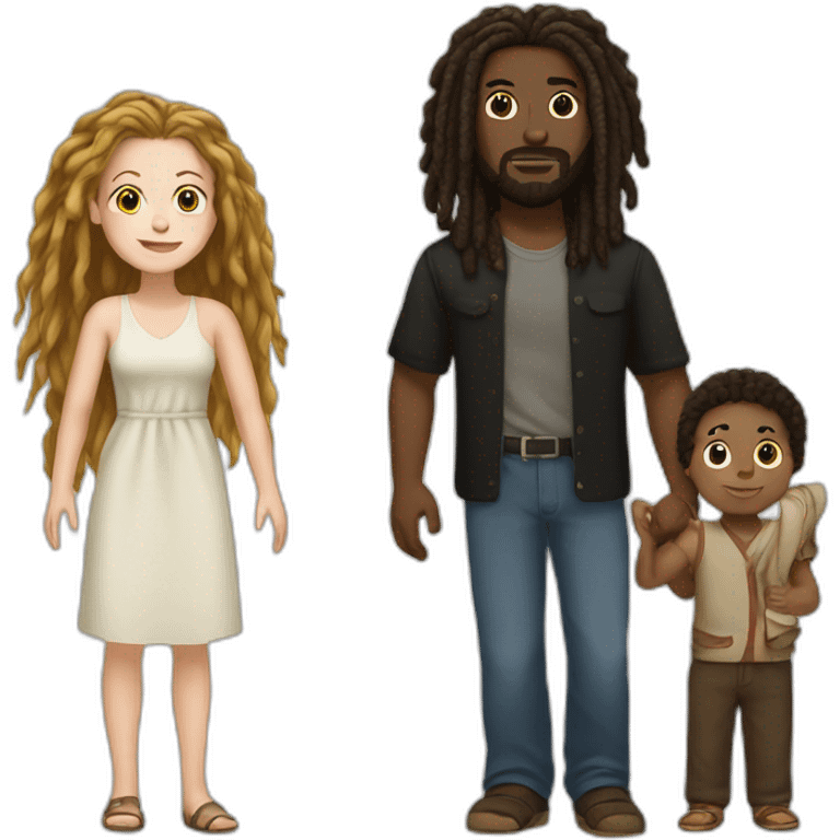  white woman browns black man with dreadlocks and mixed baby emoji