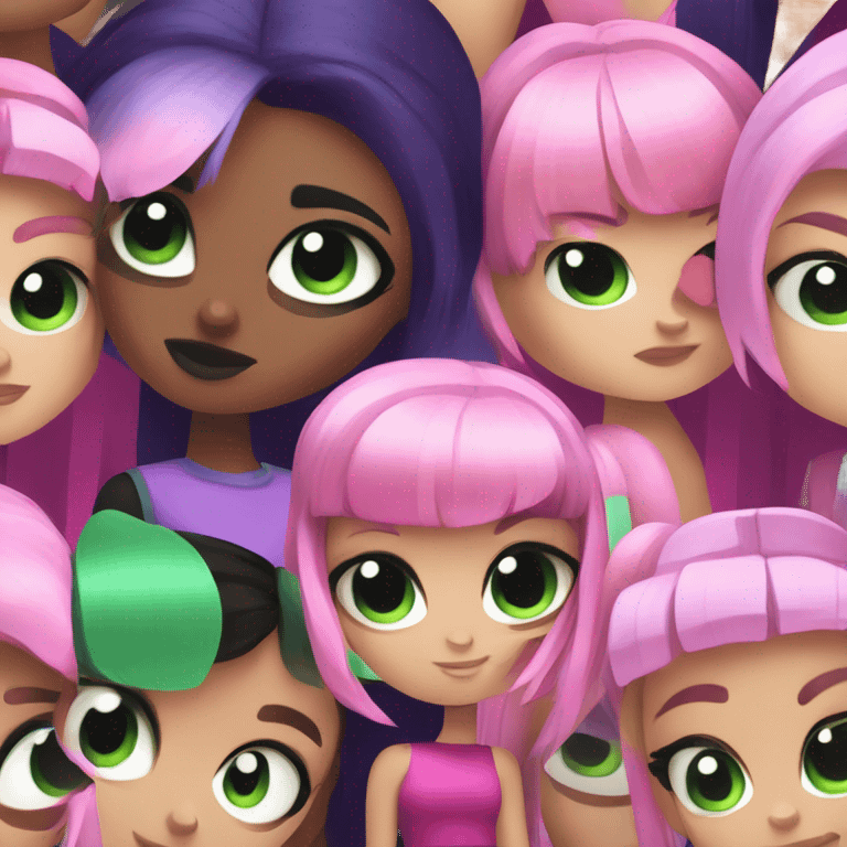 pink, purple, and green powerpuff girls emoji