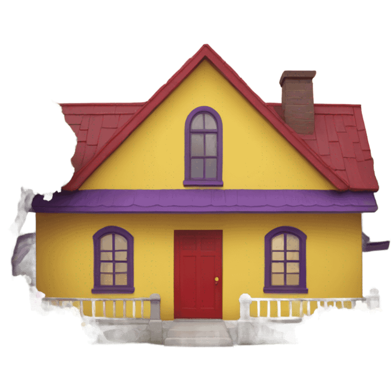 A house with a red roof on the yellow outside and a purple door emoji