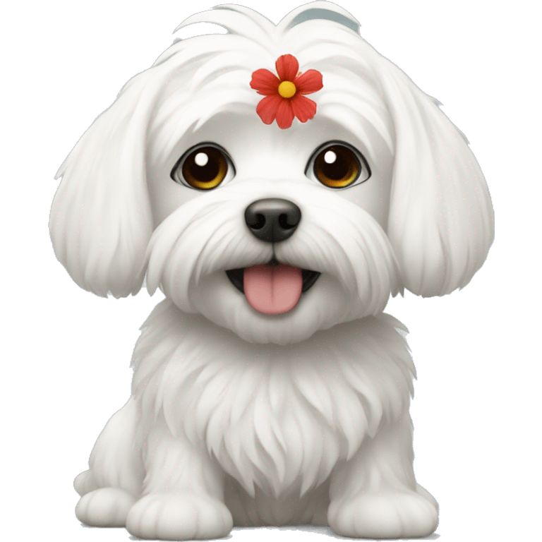 Maltese and flower emoji