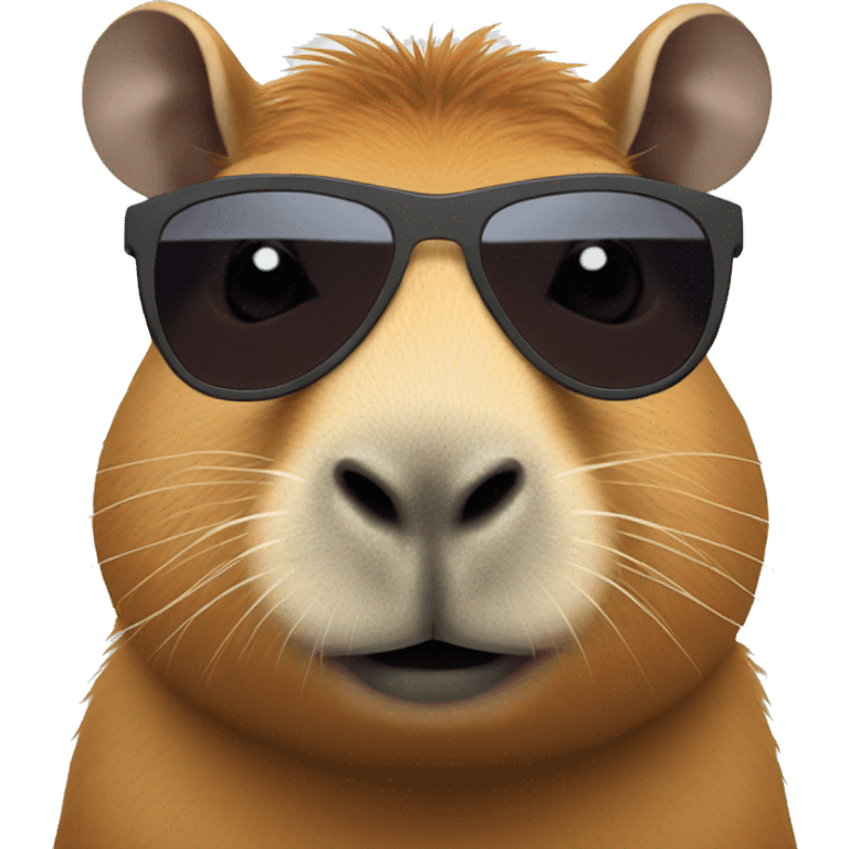 capybara facing forward close up wearing sunglasses emoji