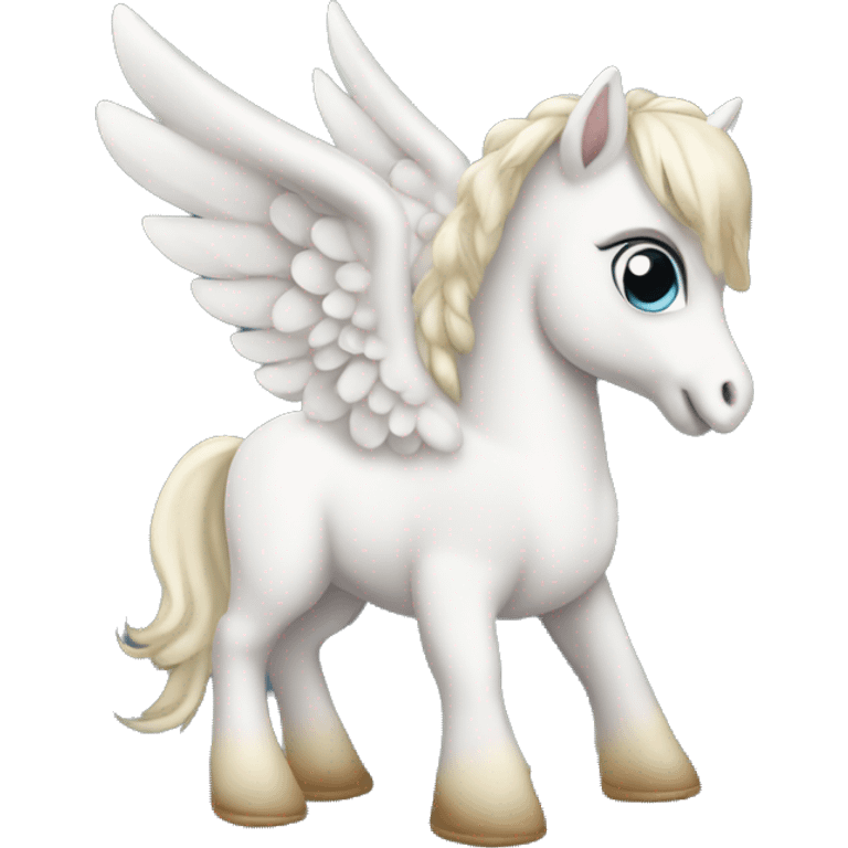 White crème Baby Pegasus sitting  emoji