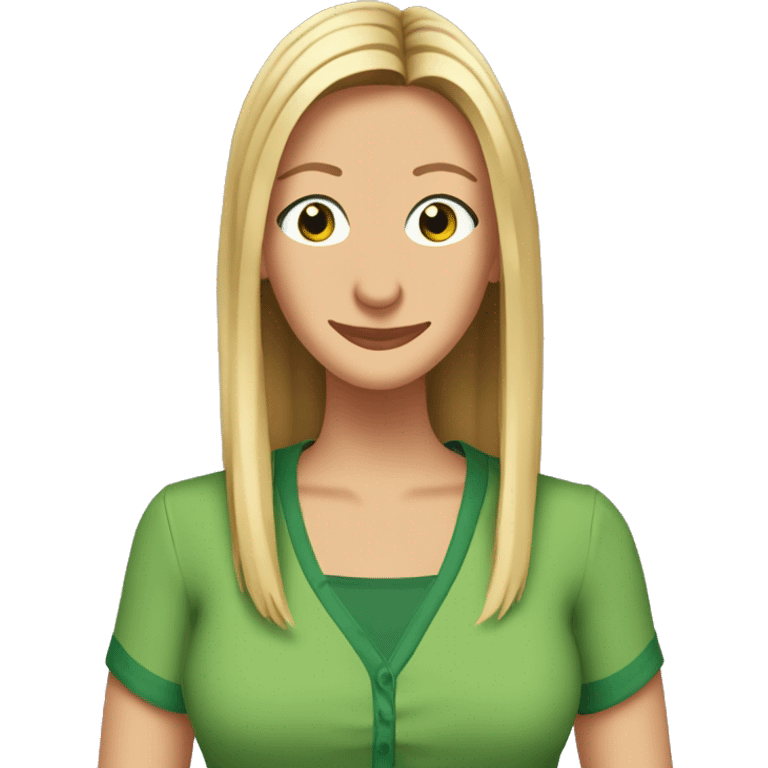 Phoebe Buffay from Friends with green eyes wearing colourful clothes emoji