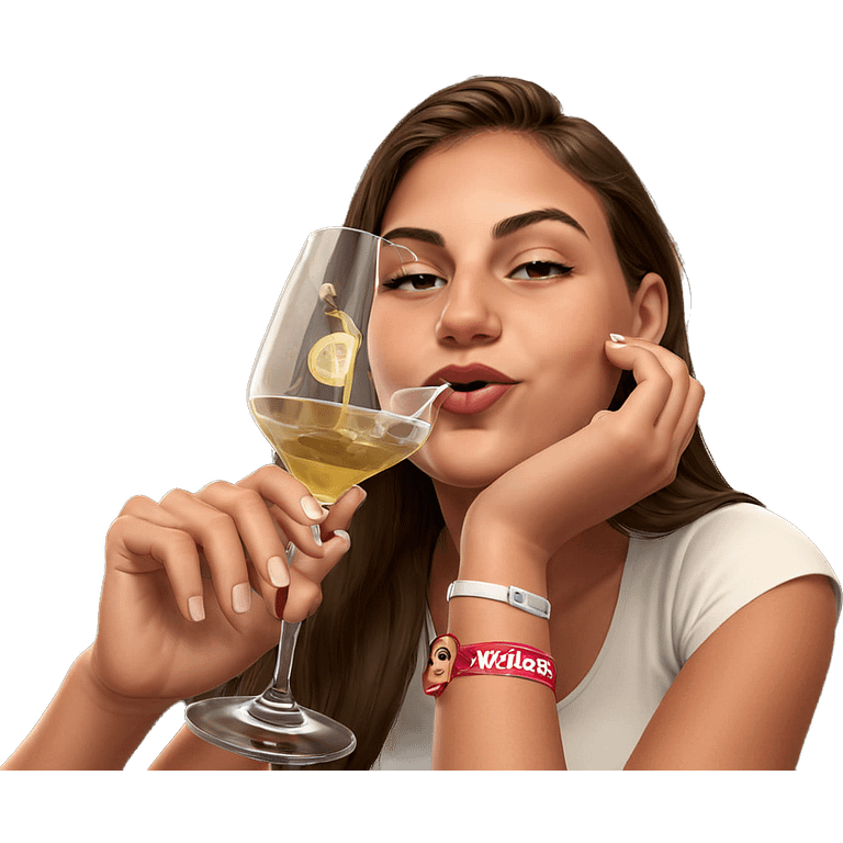 girl enjoying a drink emoji