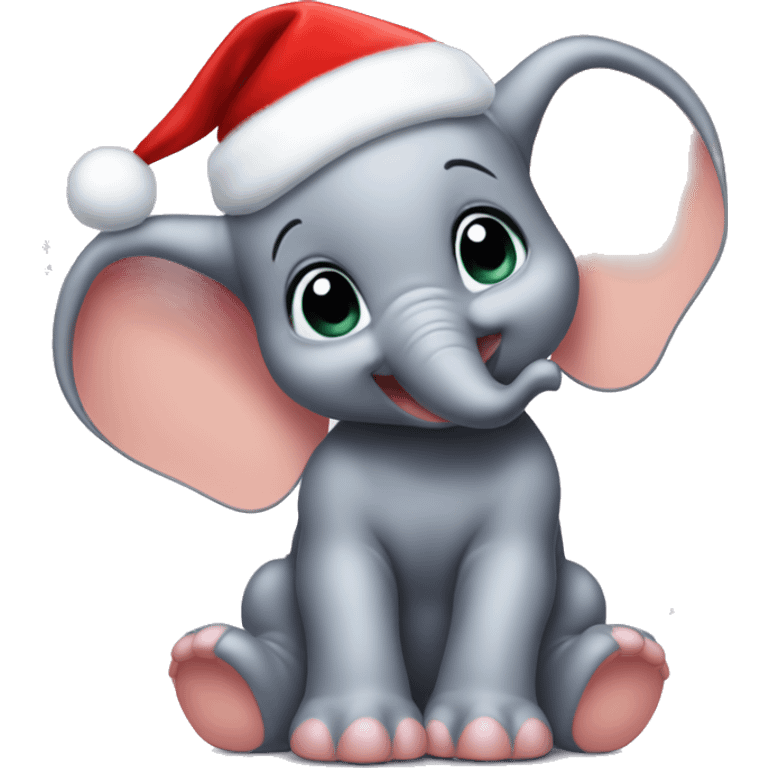 baby Dumbo wearing Christmas hat emoji