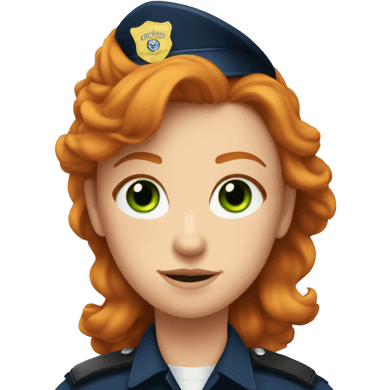 face of ginger girl police officer teen cute blue uniform  policia badge green eyes emoji