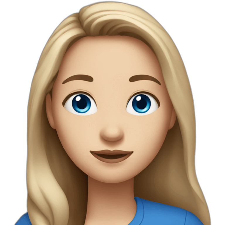 finnish woman with big cheeks and small blue eyes and brown long hair emoji