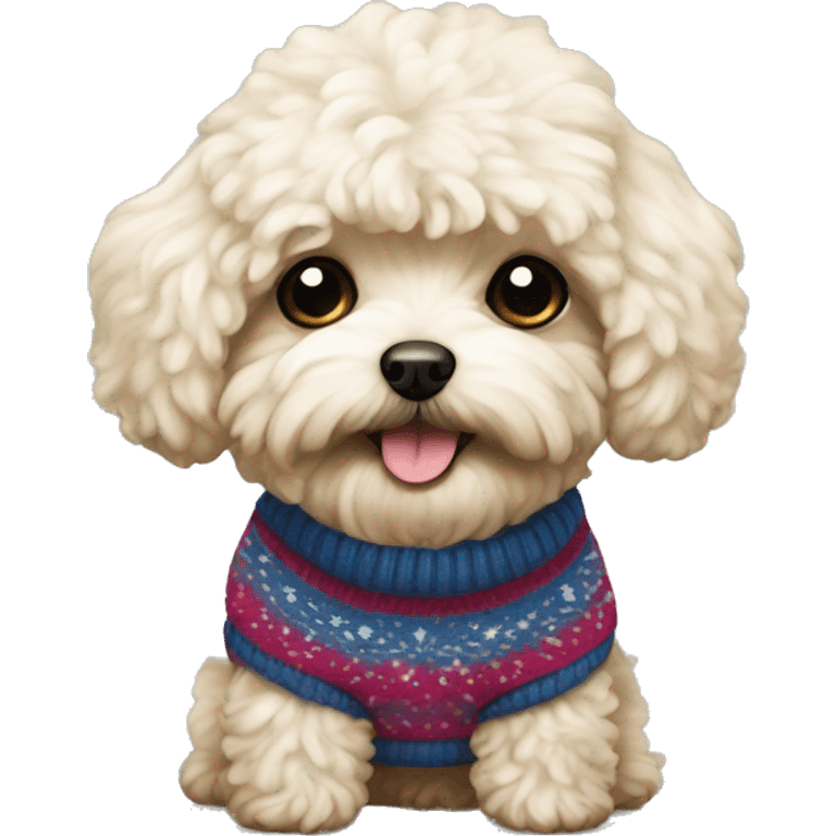 Maltipoo wearing a sweater emoji