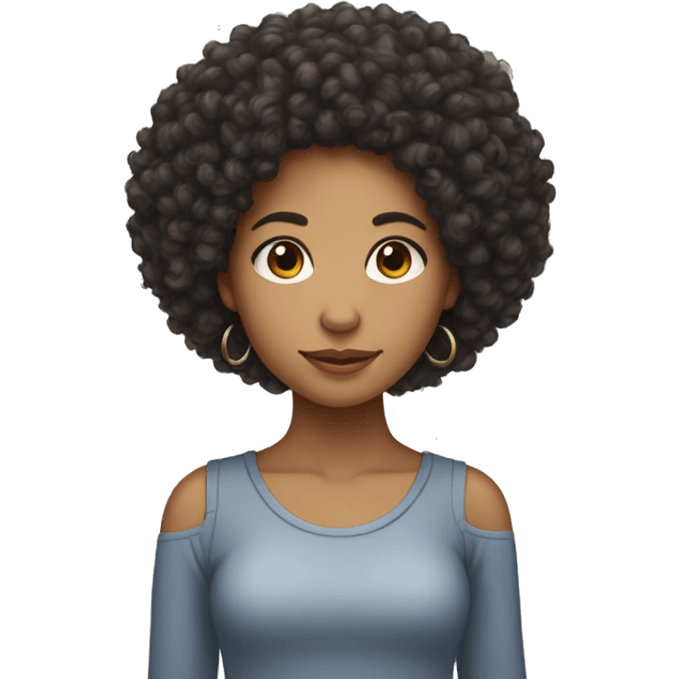 Biracial Young Woman with curly shoulder Afro emoji