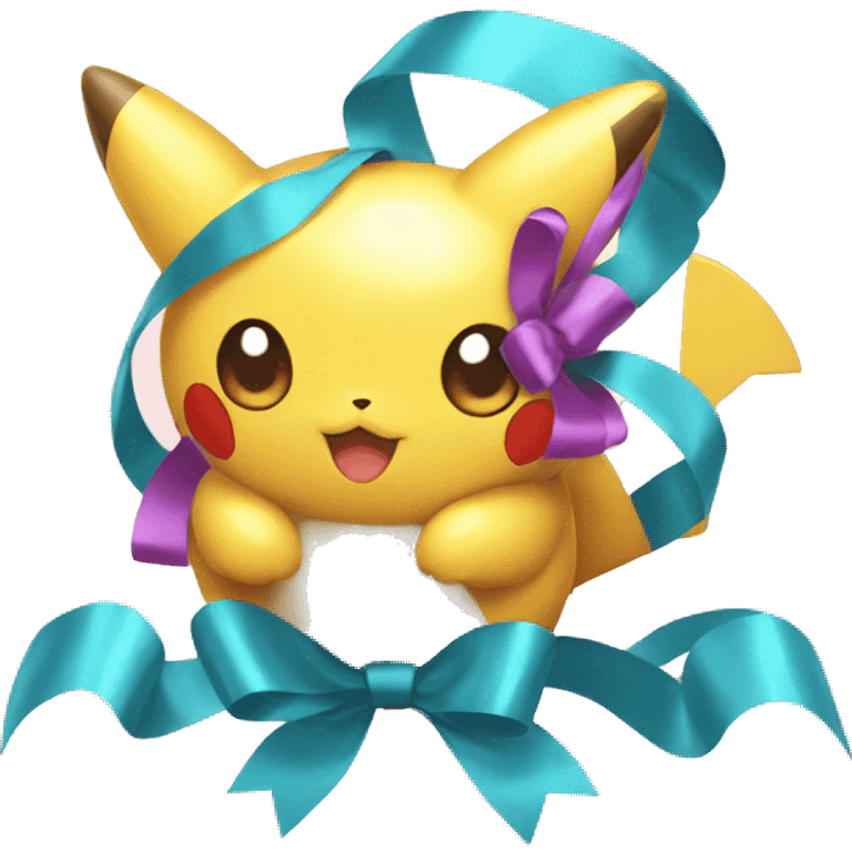 Shiny colorful Pokémon with ribbons emoji