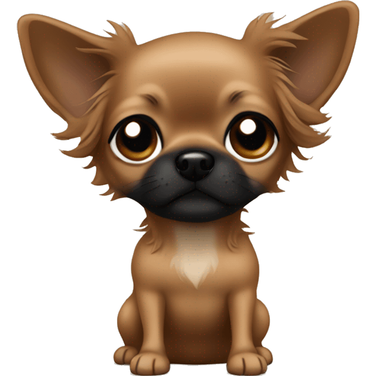 all brown long haired chihuahua with black muzzle emoji