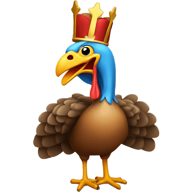 Turkey with its tongue out wearing a crown emoji