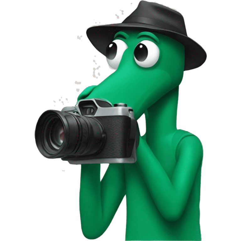 Gumby holding camera emoji