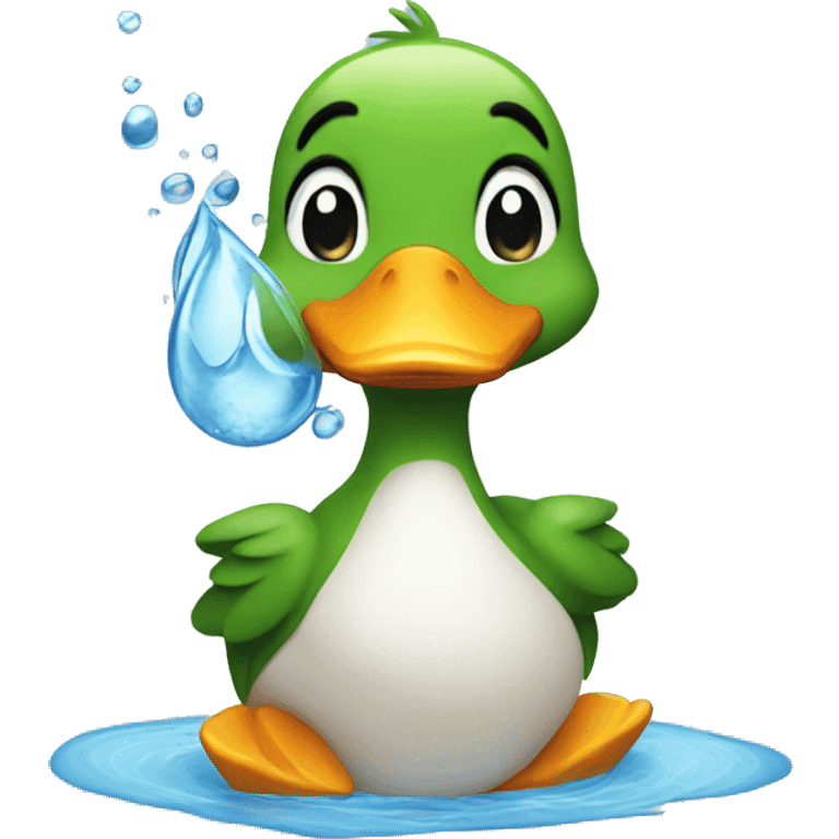 Cute duck with water emoji