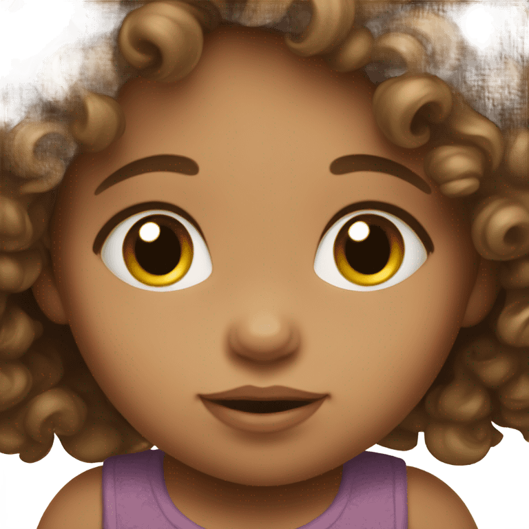 Baby girl with curly brown hair emoji