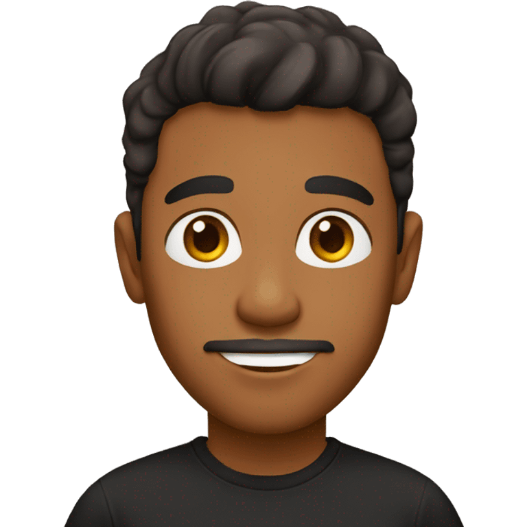 Brown man with brown eyes and black t-shirt emoji