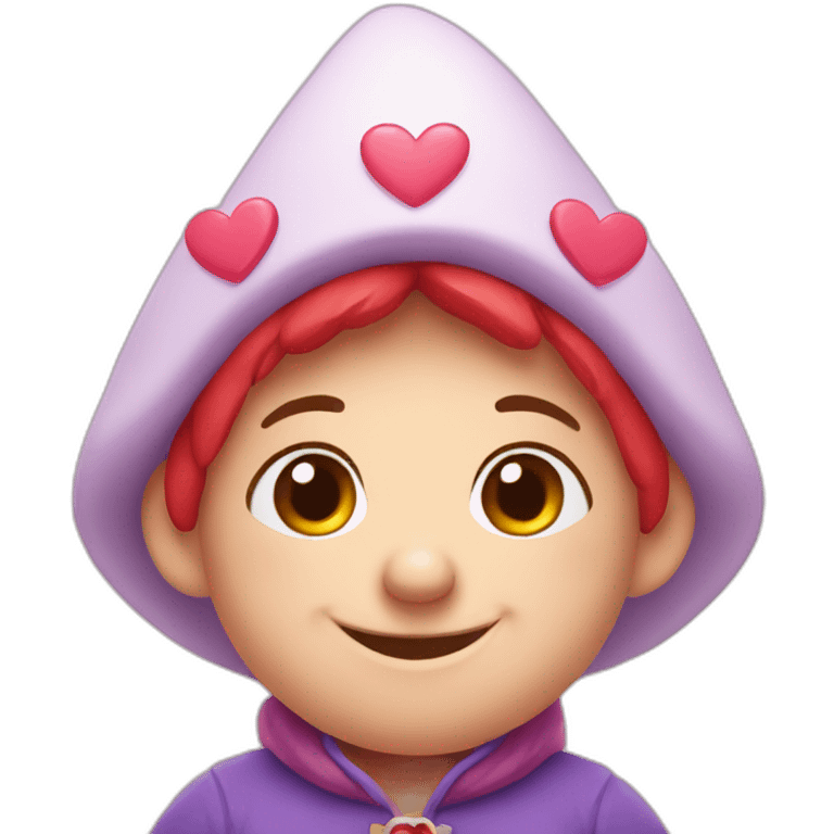 Cute gnome with hearts around them emoji