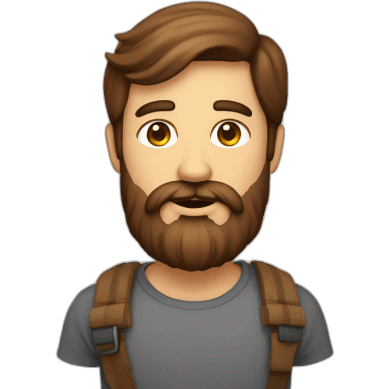 Homme avec barbe brune promenant son chien en laisse emoji