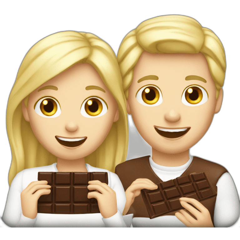 blond white couple eating chocolat emoji