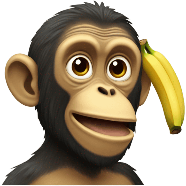 Macaco com banana na boca emoji