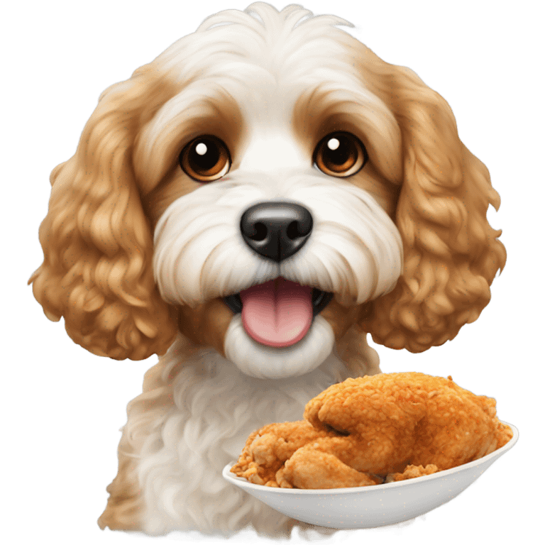 Cavoodle eating chicken emoji