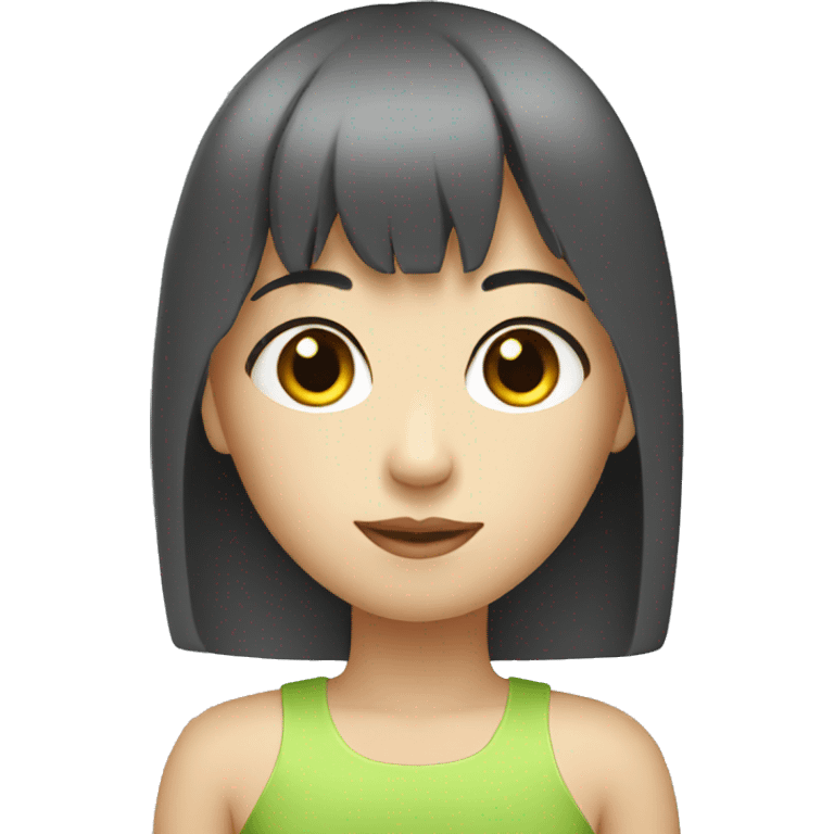 Asian girl with black hair and straight bangs laptop emoji