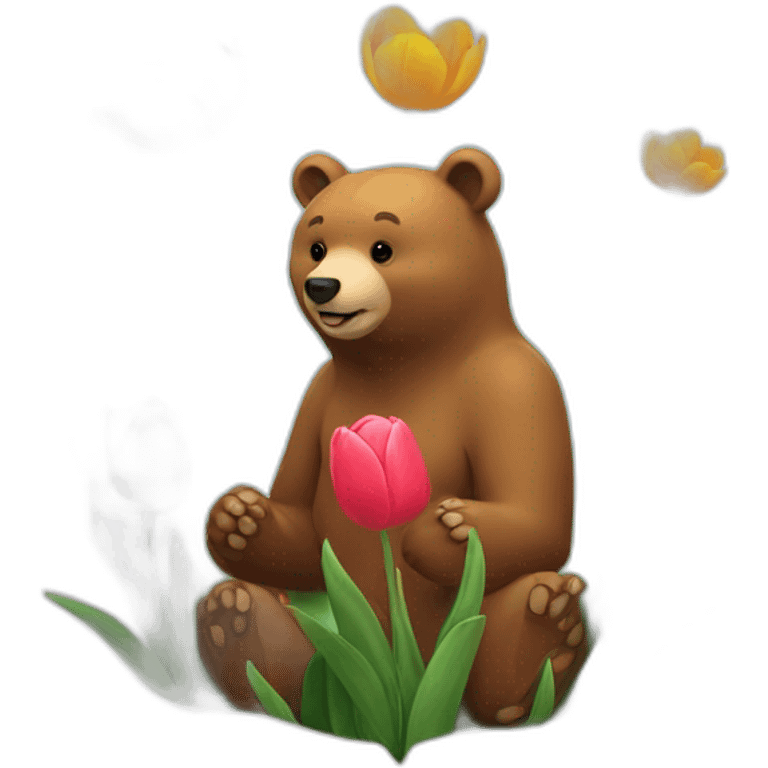 bear and tulip emoji