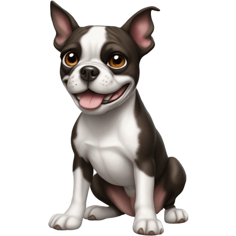 Laughing Boston terrier mixed with boxer emoji