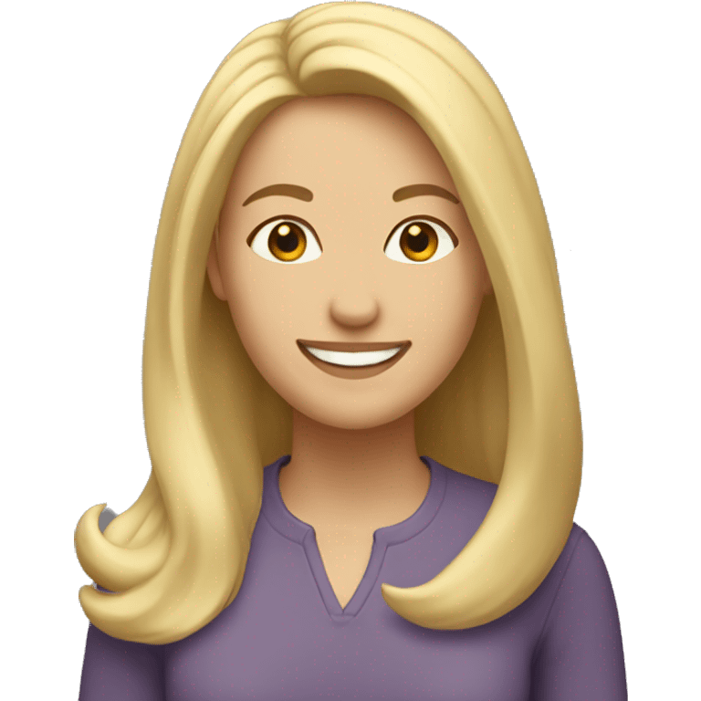 caucasian woman with mid-length blonde hair smiling emoji