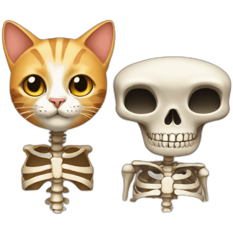 cat and skeleton emoji