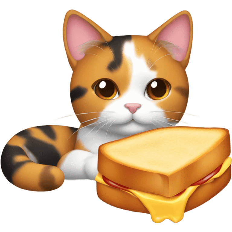 Calico cat with a grilled cheese sandwich  emoji