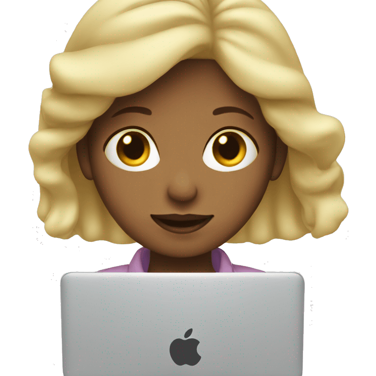 Blond girl working on MacBook  emoji